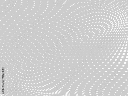 White-gray halftone background. Digital gradient. Abstract backdrop with circles, point, dots