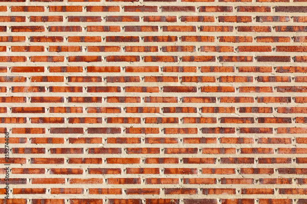 Brick wall seen from tiling, coarse, in red, black and white colors Brick wall seen from tiling, coarse, in red, black and white colors