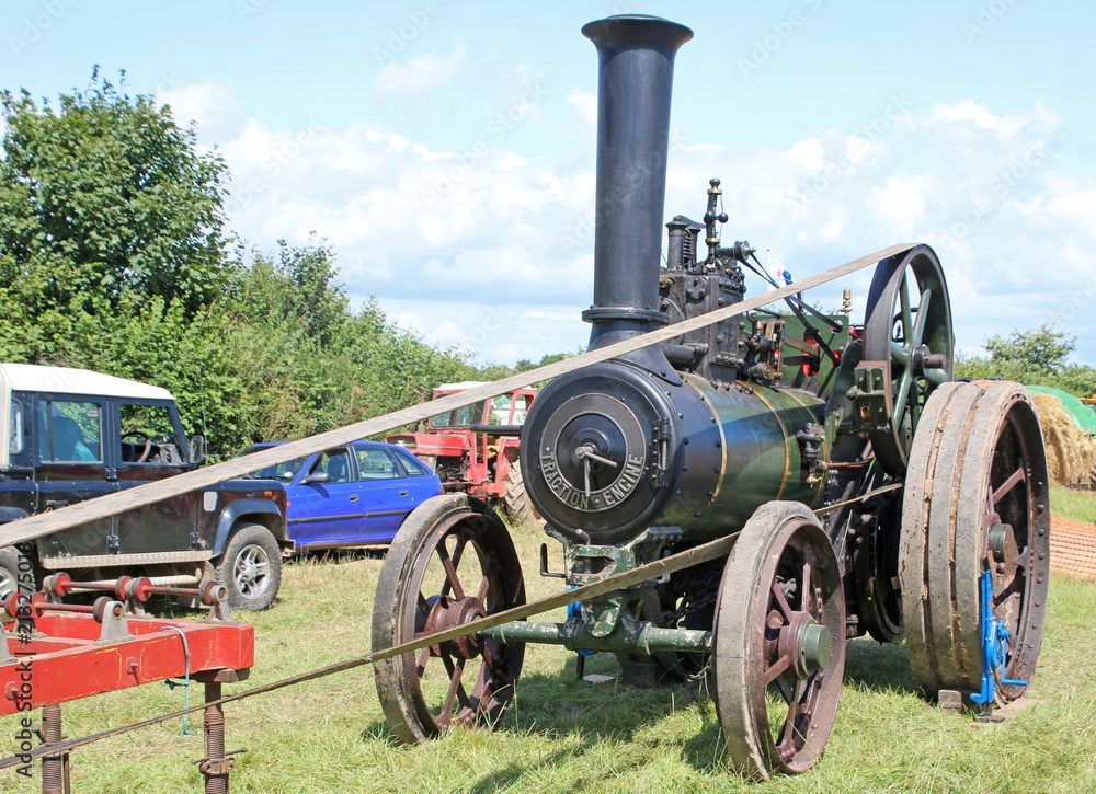 Steam Traction engine driving a circular saw