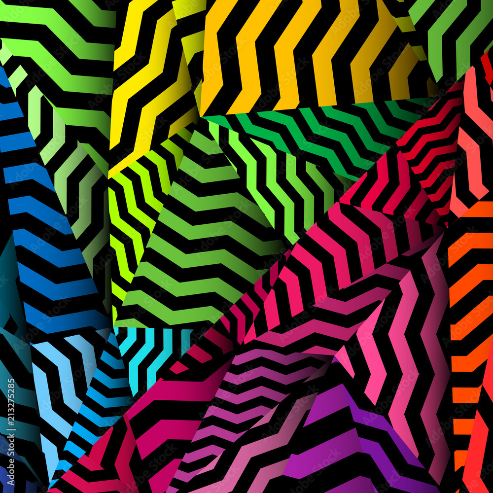 Chevron background, rippled rainbow and black pattern. Chevron background, rippled rainbow and black pattern.