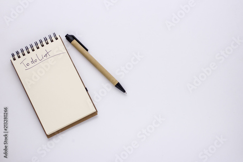Pen and Notepad on the white background. To Do List