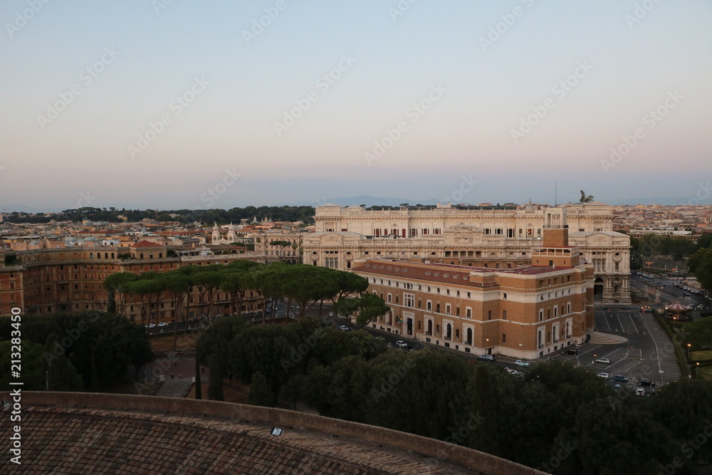 Dusk at Rome view from Castel Sant’Angelo to Ordine degli Avvocati di Rome, Italy 