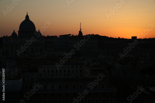 Sunset at Rome and Basilika Sankt Peter at St. Peter's Square, Italy 