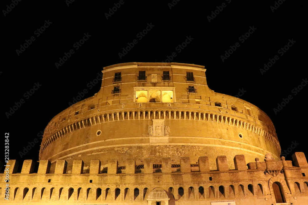 Night at Mausoleo di Adriano or Castel Sant’Angelo in Rome, Italy 