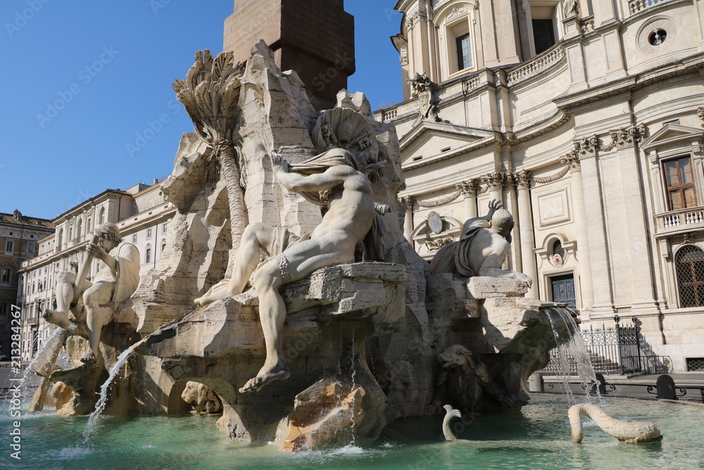 Fontana dei Quattro Fiumi at Piazza Navona in Rome, Italy 