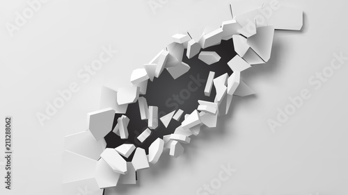 Fototapeta Naklejka Na Ścianę i Meble -  vector illustration of exploding wall with free area on center for any object or background
