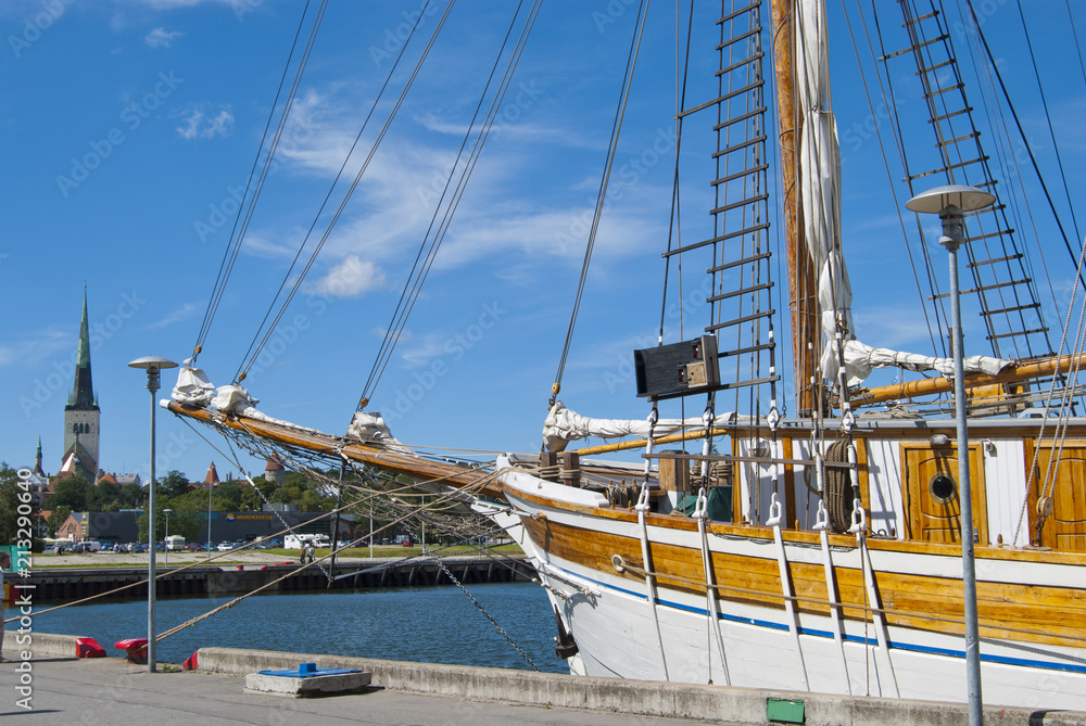 Sailing ship in the harbor of Tallinn, Estonia