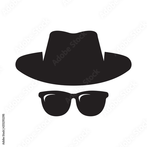 Agent icon. Spy sunglasses. Hat and glasses