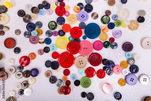 Multiple colors and different size sewing replacement buttons texture background