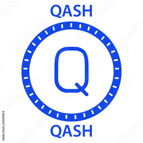 QASH Coin cryptocurrency blockchain icon. Virtual electronic, internet money or cryptocoin symbol, logo