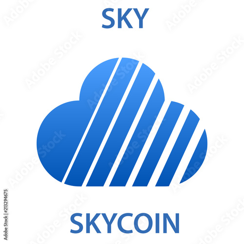 SKY Coin cryptocurrency blockchain icon. Virtual electronic, internet money or cryptocoin symbol, logo