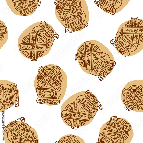 Crunchy spekulatius biscuits seamless pattern on white background. Vector