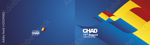 Independence Day Chad flag ribbon two fold landscape background
