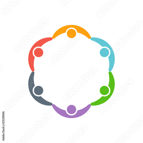 Children People around a circle. Vector Logo Design