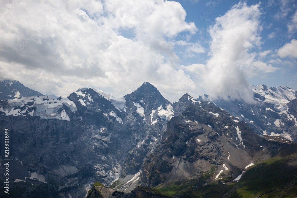 The swiss alps in summertime from Piz Gloria, Switzerland.