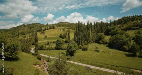 Aerial, Flight Around The Beautiful Mountain Village Espés, Pyrenees, Spain - graded Version photo