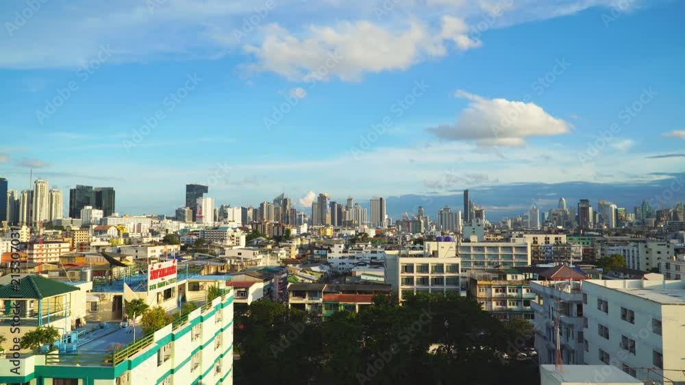 Bangkok, Thailand - July 3, 2018 : 4K High angle view of residential at Ratchadapisek area in Bangkok, Thailand Bangkok, Thailand - July 3, 2018 : 4K High angle view of residential at Ratchadapisek area in Bangkok, Thailand