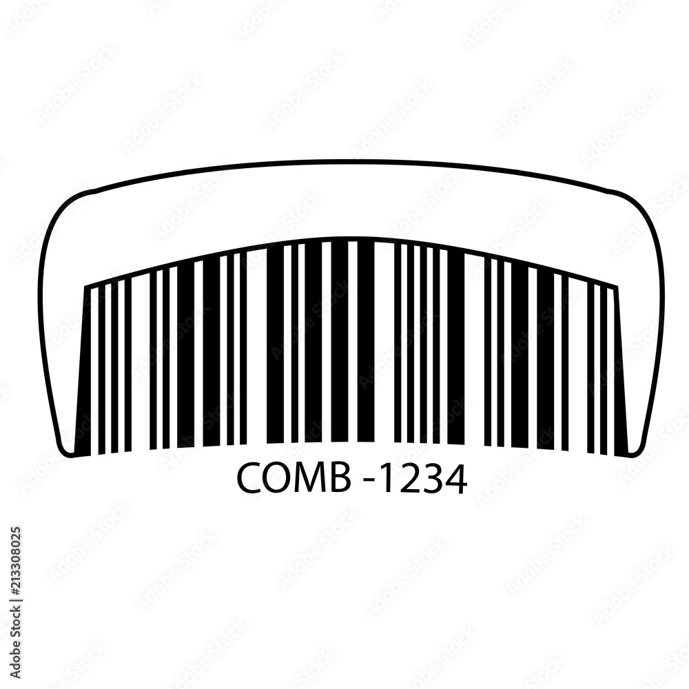 Barcode set the shape to the comb, concept of hair or barbershop. Barcode set the shape to the comb, concept of hair or barbershop.