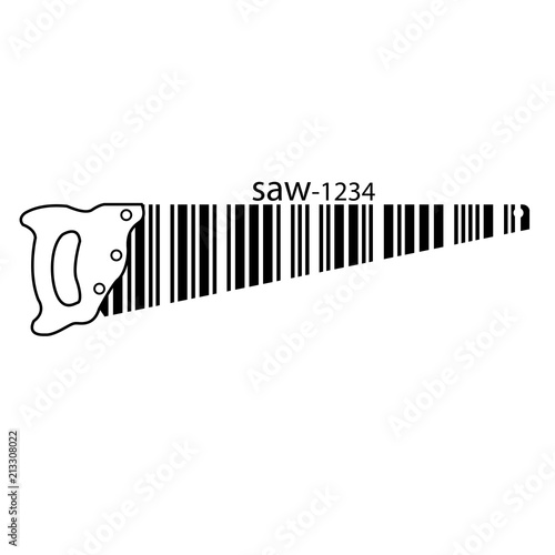 Barcode set the shape to the saw, concept of construction or industry.