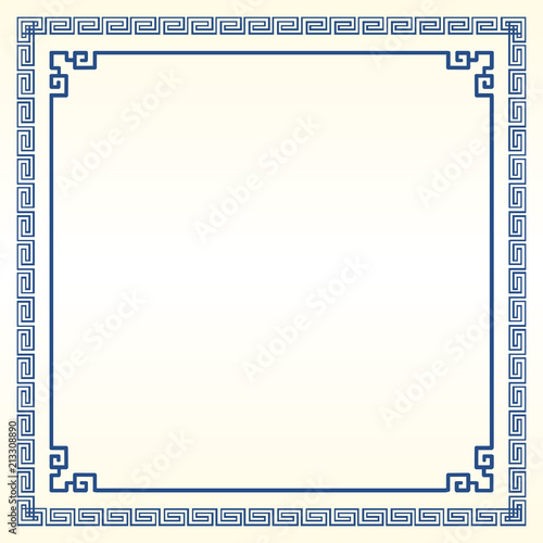 Traditional Chinese Blue Porcelain And White Jade Colors Background, The Great Wall Frame