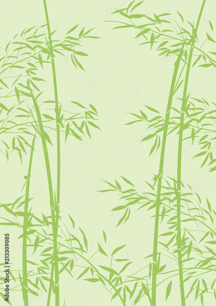 バンブー 墨絵 縦緑 バンブー 墨絵 縦緑