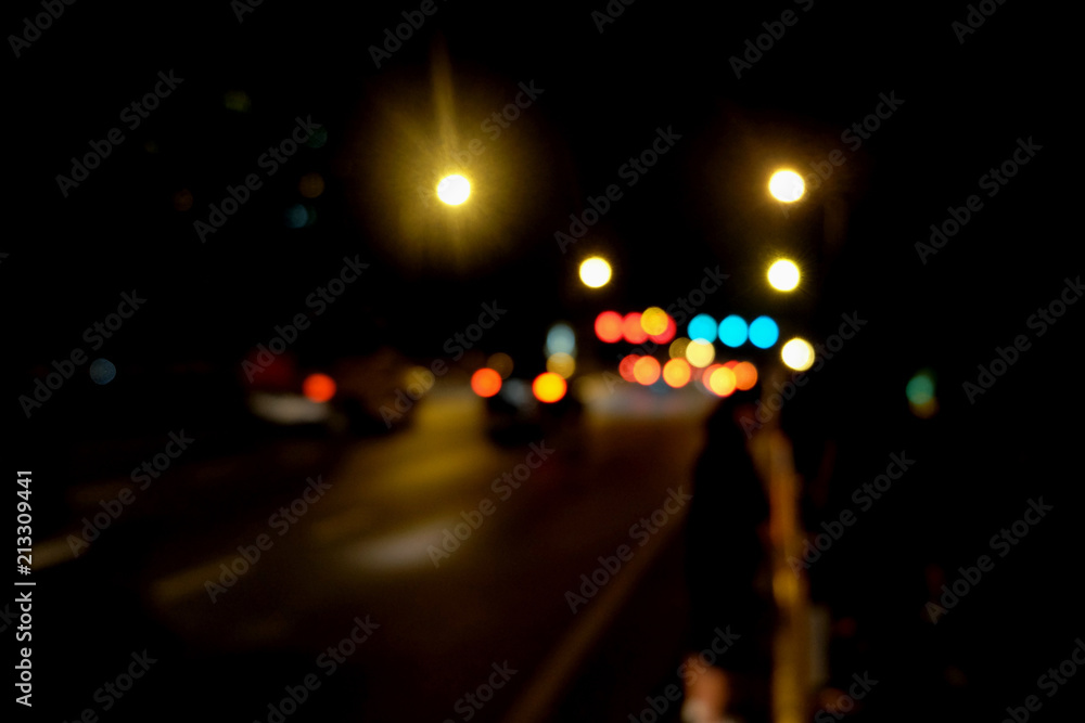 Abstract Car traffic at night. Motion blurred. Which urban city Abstract Car traffic at night. Motion blurred. Which urban city