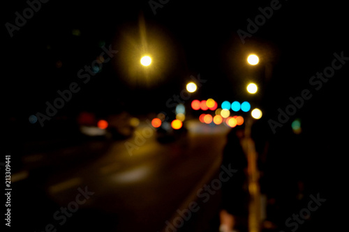 Abstract Car traffic at night. Motion blurred. Which urban city