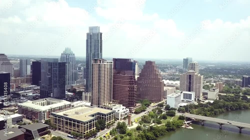 Panning drone video of the skyline in downtown Austin, Texas. Panning drone video of the skyline in downtown Austin, Texas.