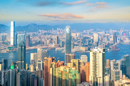 Hong Kong city skyline with Victoria Harbor view