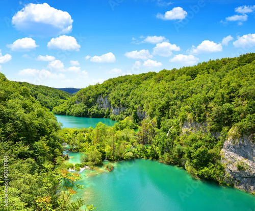 Beautiful landscape in the Plitvice Lakes National Park, Croatia.