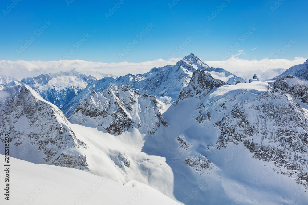 A wintertime view from Mt. Titlis in Switzerland