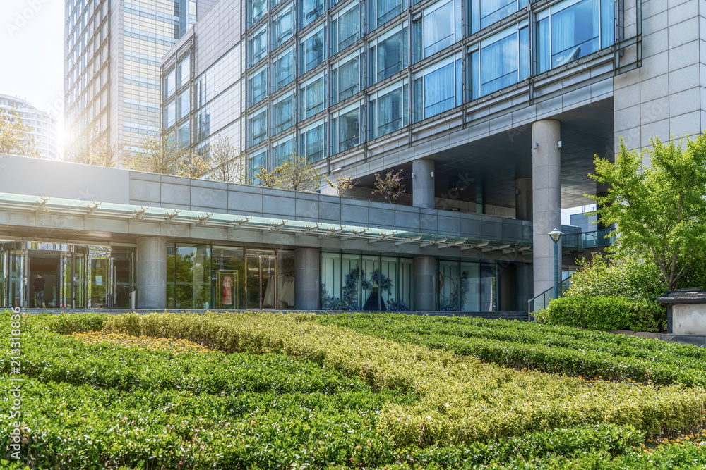 Obraz premium Współczesna architektura biurowiec Koncepcja perspektywy osobistej pejzażu miejskiego