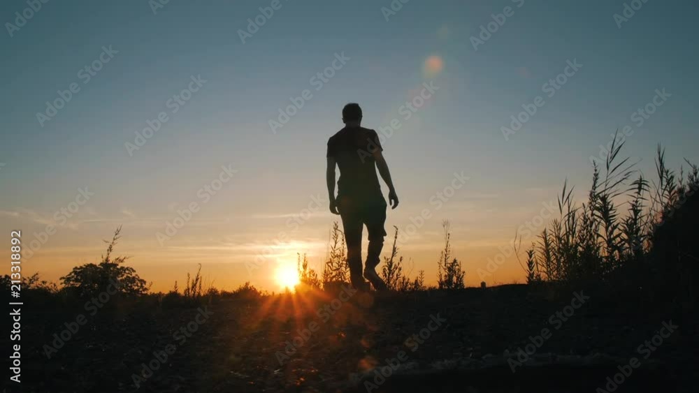 Man Walking Into Sunset Abandoned Roof Slow Motion Man Walking Into Sunset Abandoned Roof Slow Motion