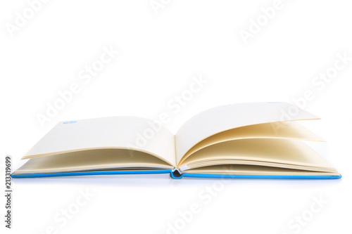 book open on white background