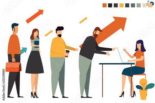 Business people registration concept. register with customer. online register vector concept illustration.