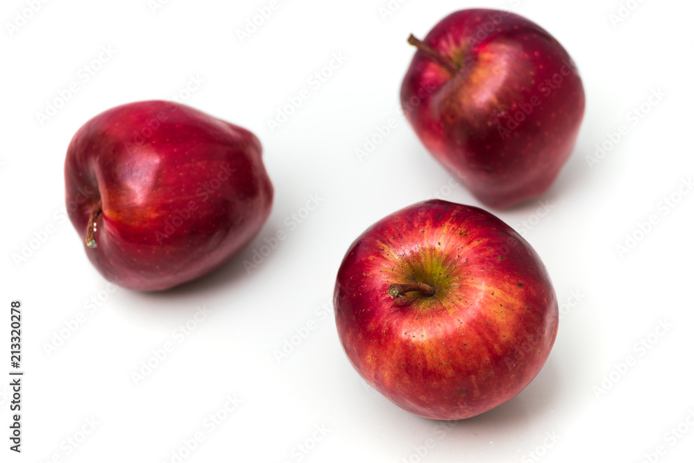 Red apple with white copy space