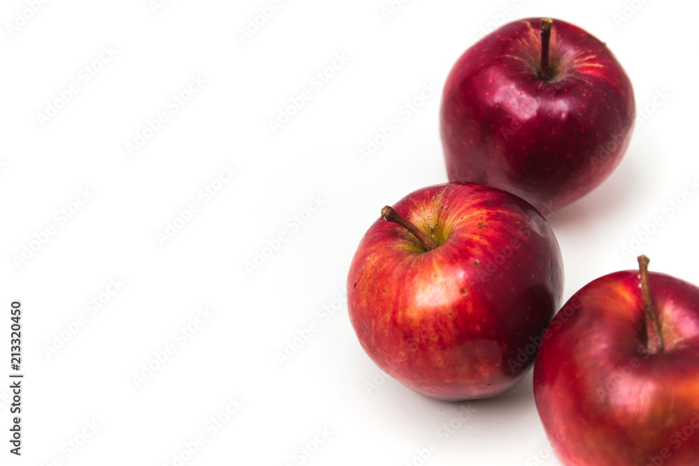 Red apple with white copy space Red apple with white copy space