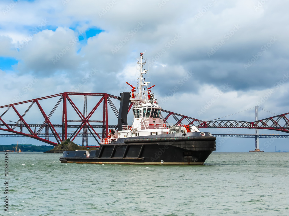 Fototapeta premium Tug boat in the Firth of Forth. Scotland, UK