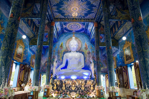 Chiang Rai, Thailand - July, 8, 2018 : the very beautiful landscape inside the temple of Wat Rong Sua Ten