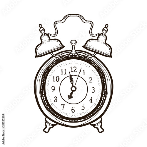 Old alarm clock. Coloring book for adults