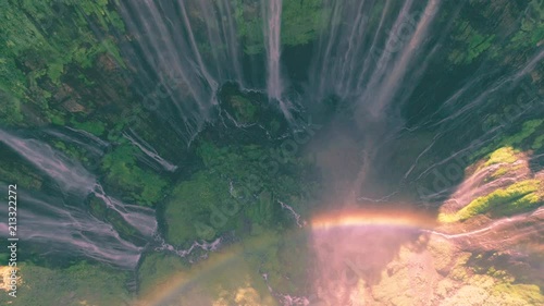 Tumpak sewu rainbow waterfalls aerial scenic view, Indonesia