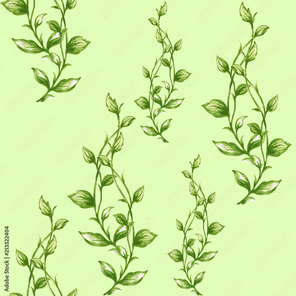 Fototapeta Watercolor seamless botanical leaves pattern
