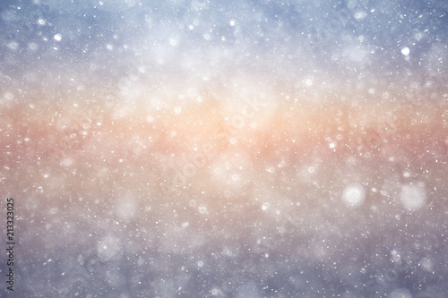 Snowfall texture of snowflakes on blurred background © kichigin19