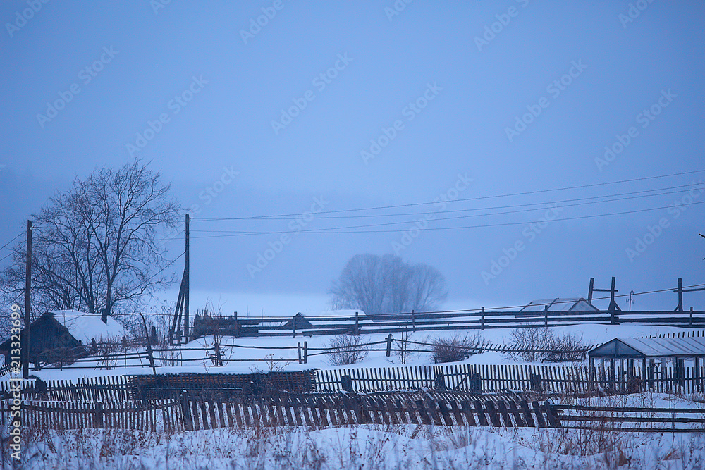 December winter landscape / snowy view, concept of frost winter, loneliness, sadness December winter landscape / snowy view, concept of frost winter, loneliness, sadness