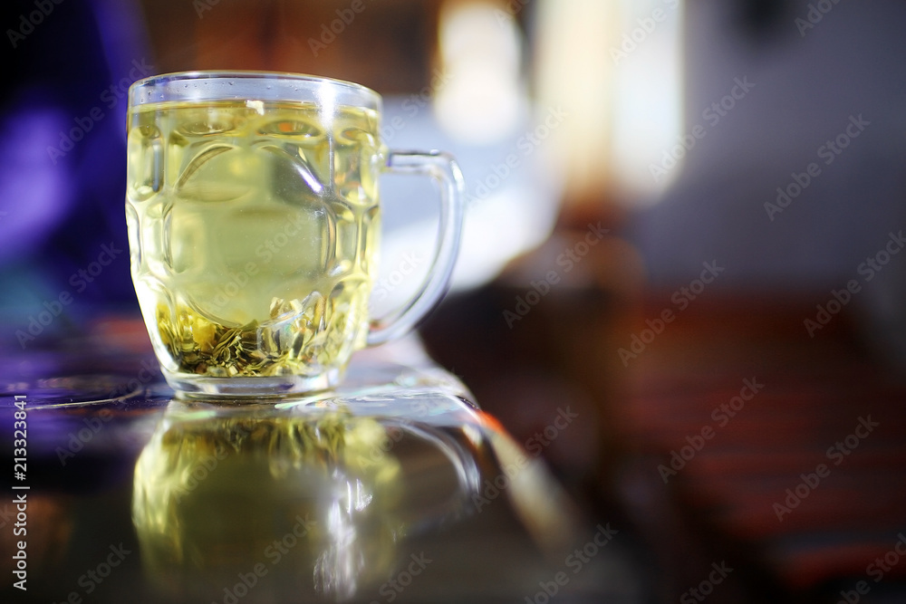 green tea in a glass cup green tea in a glass cup