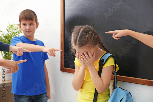 Children bullying little gi...