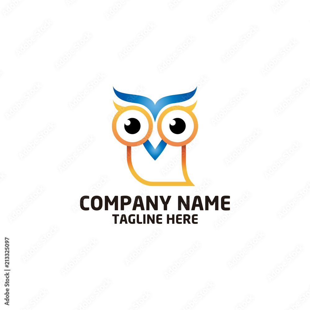 Naklejka owl bird logo, bird head icon, education symbol. vector template ready for use