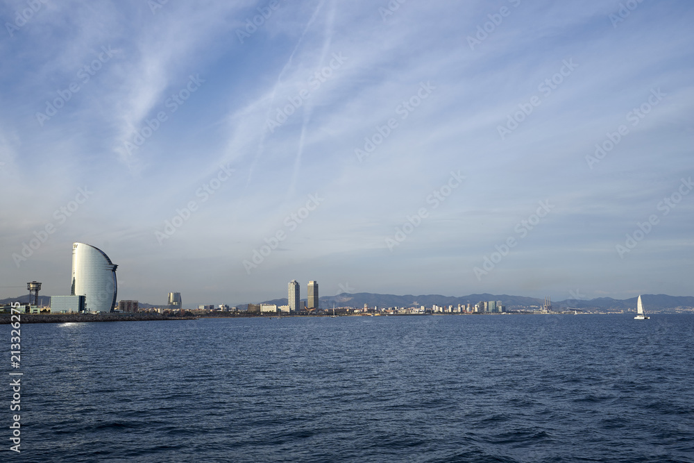 Barcelona Skyline from Sea