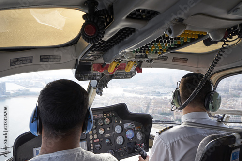 Helicopter Flight Pilots in Cockpit