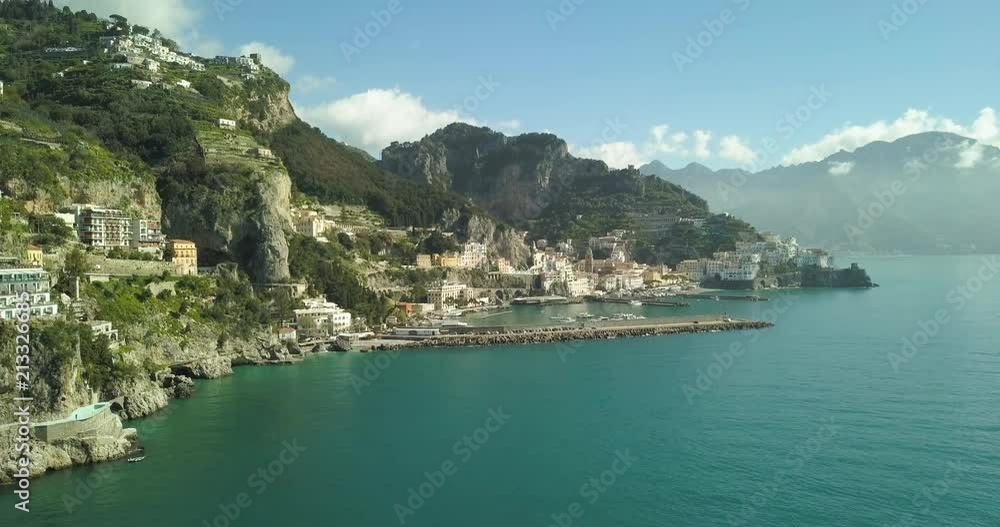 incredible drone shot of the Amalfi coast in Italy incredible drone shot of the Amalfi coast in Italy